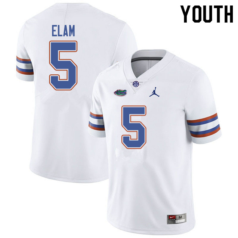 Jordan Brand Youth #5 Kaiir Elam Florida Gators College Football Jerseys Sale-White - Click Image to Close